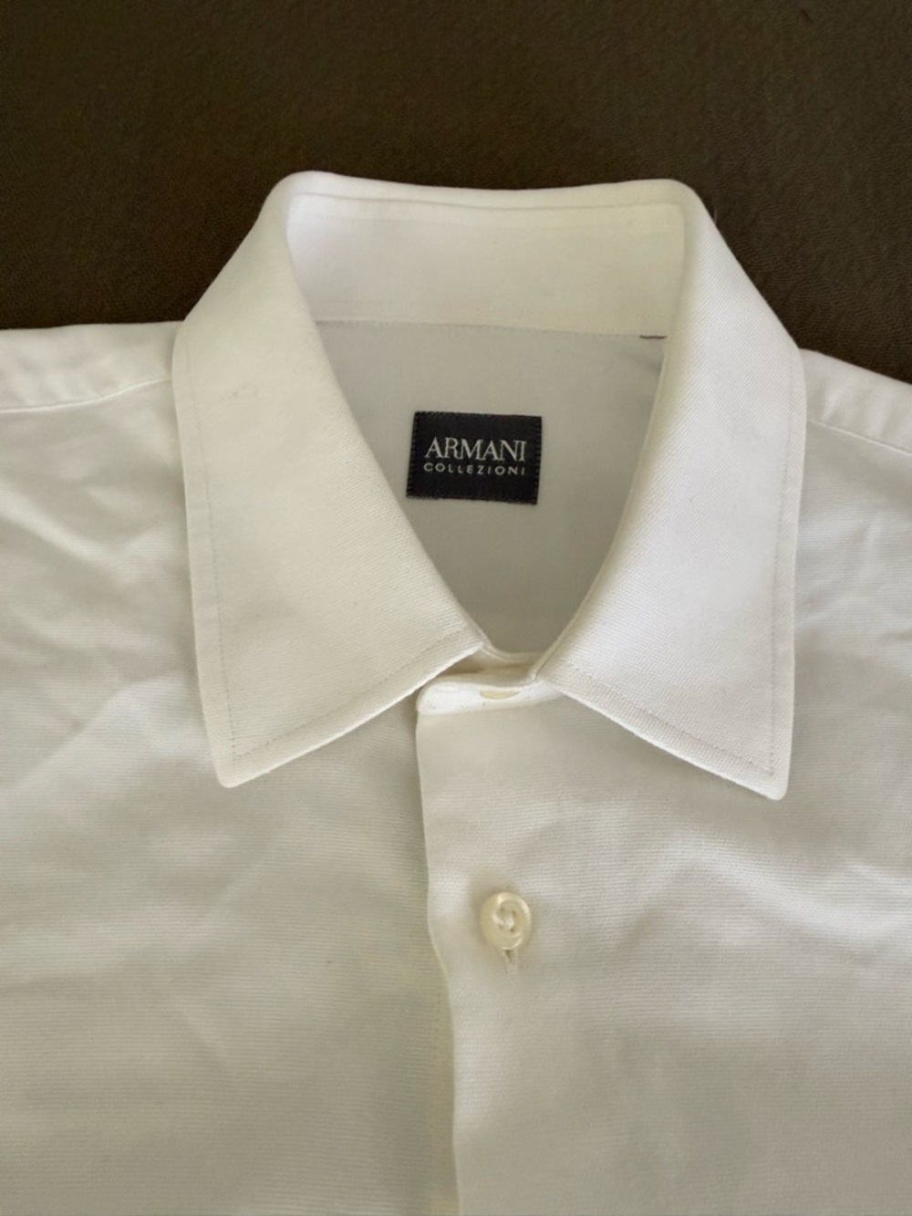 Armani Collezioni men’s white dress shirt button up wedding formal 41/16 regular